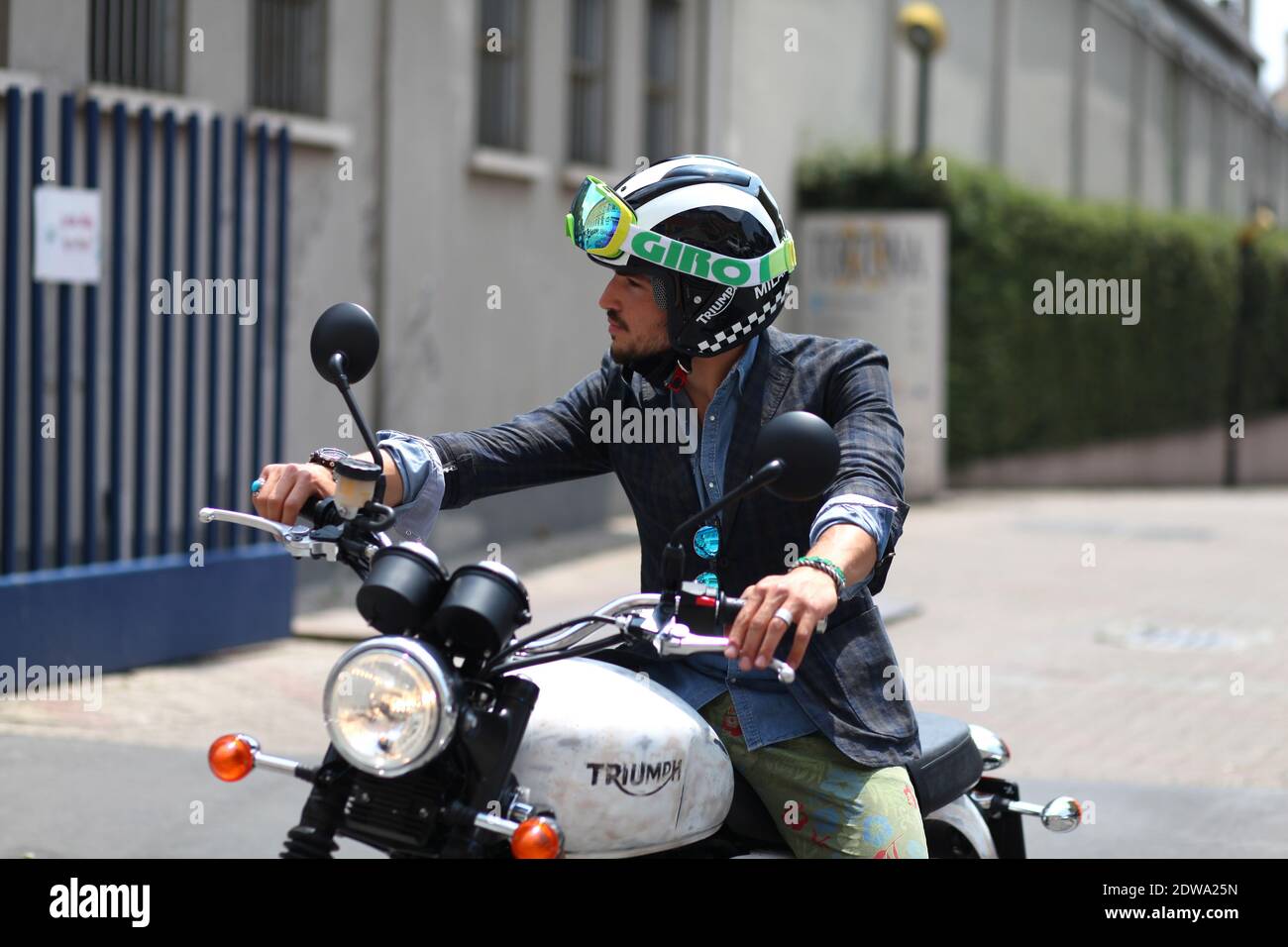 Mariano di VAIO in arrivo al Costume National Homme Primavera-Estate 2015 spettacolo di abbigliamento maschile tenuto a Via Tortona, Milano, il 21 giugno 2014. Foto di Marie-Paola Bertrand-Hillion/ABACAPRESS.COM Foto Stock