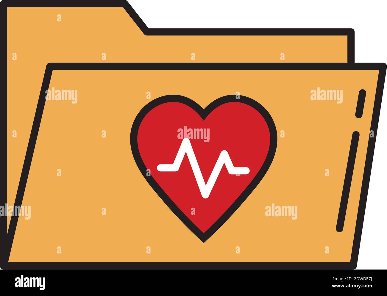 cardiologia cardiaca in linea di cartella e icona stile di riempimento Illustrazione Vettoriale