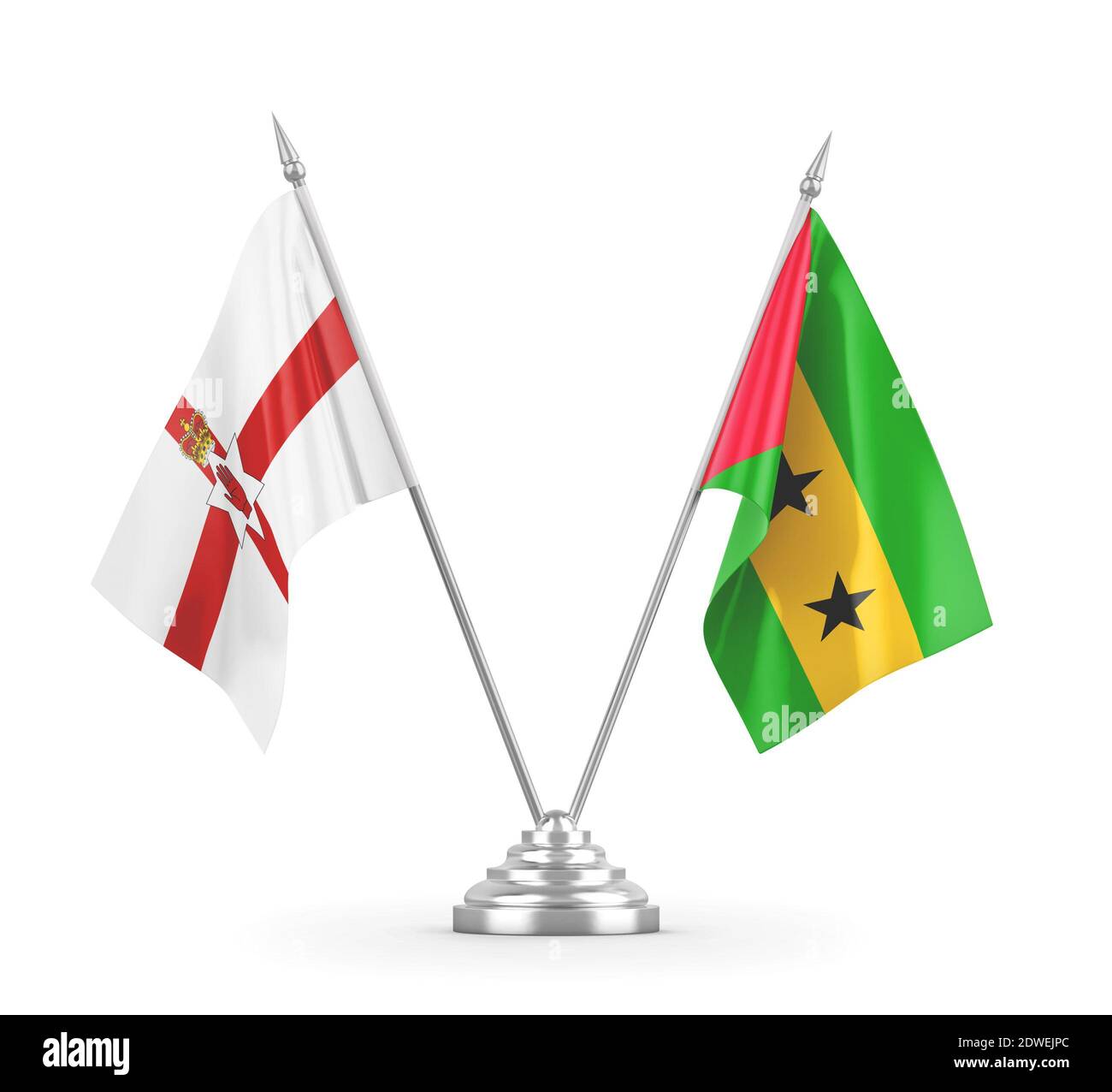 Bandiere da tavolo Sao Tomé e Principe e Irlanda del Nord Foto Stock