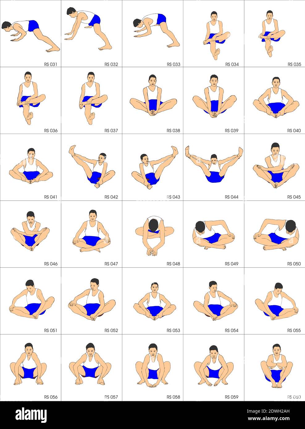 Illustrazione dalla colezione di 280 sport che si stigola ogni st ha circa 30 posture. Per gli istruttori di ginnastica e gli istruttori di personel quali i phys Illustrazione Vettoriale