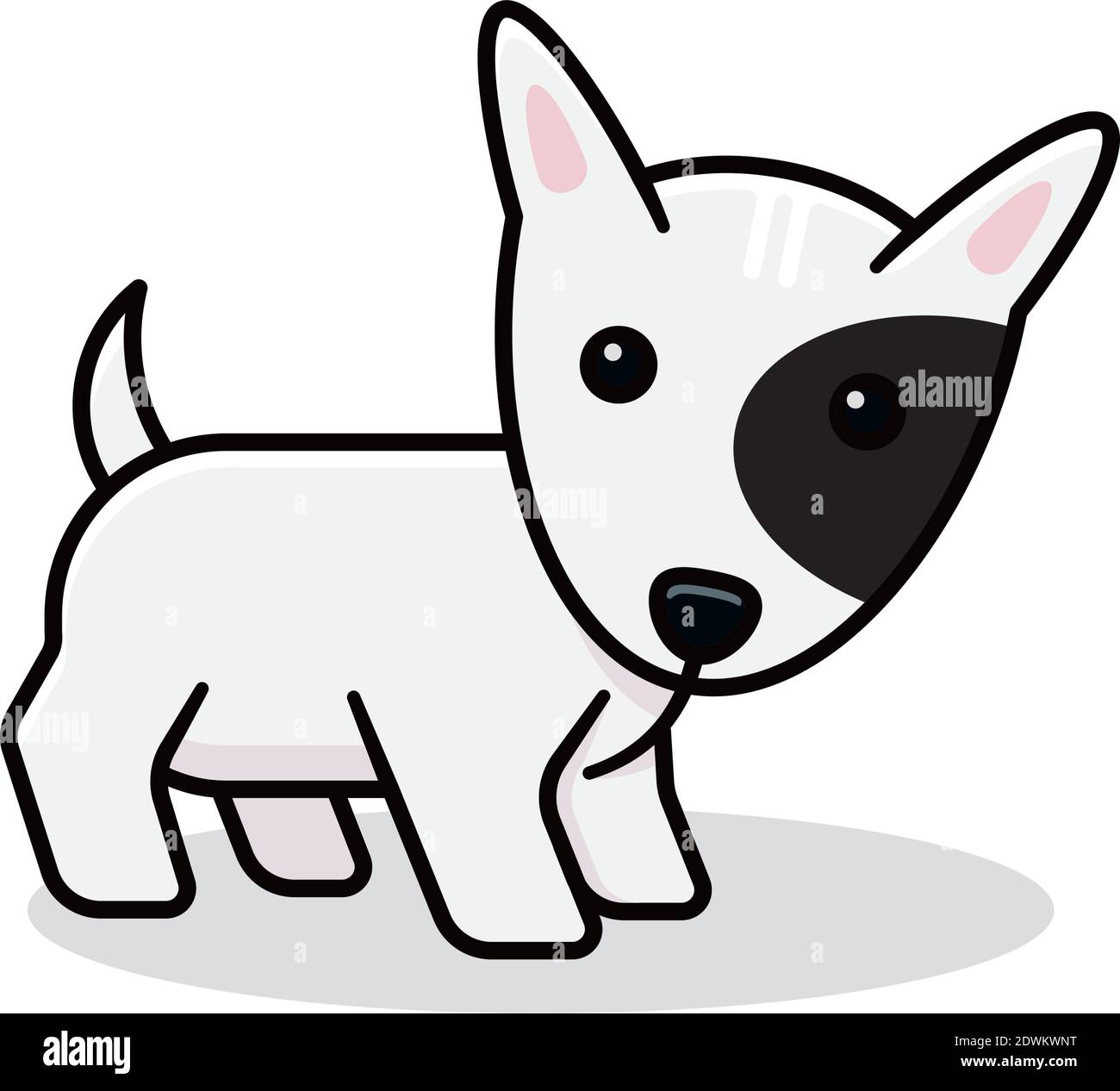 Baby Bull Terrier isolato vettore illustrazione per il giorno del cane il 26 agosto. Cute simbolo di colore puppy su sfondo bianco. Illustrazione Vettoriale