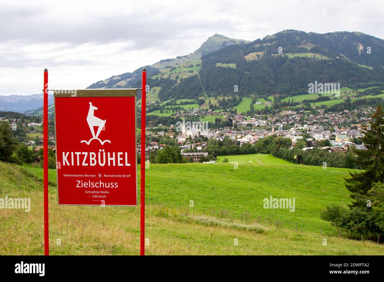 Zielschuss Streif, Hahnenkamm, Kitzbühel, Tirol, Österreich Foto Stock