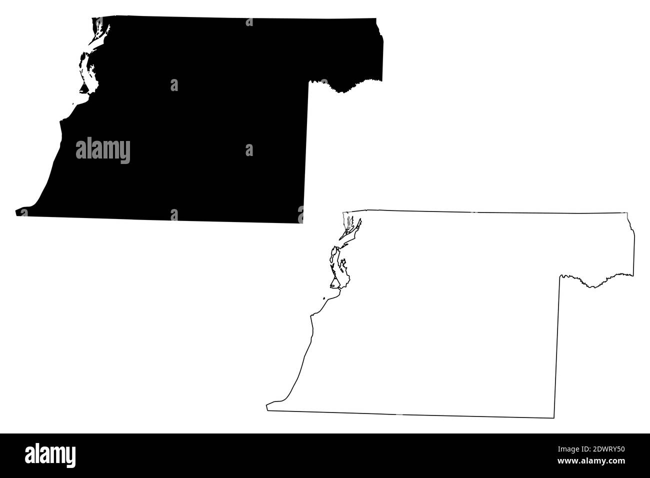 Illustrazione vettoriale della contea di Obion, stato del Tennessee (Stati Uniti, Stati Uniti d'America, Stati Uniti, Stati Uniti), schizzo della mappa di Obion Illustrazione Vettoriale