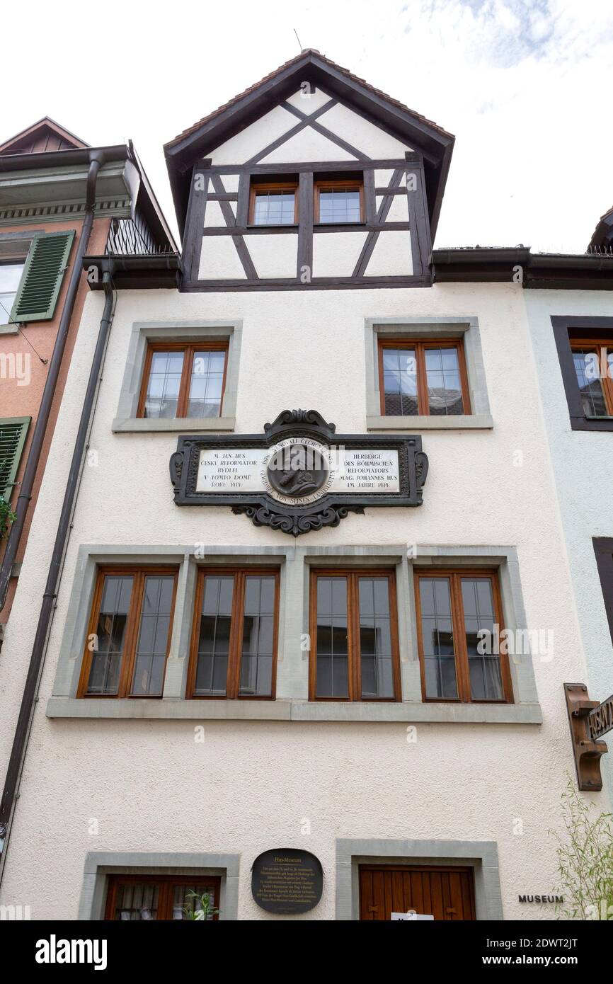 Herberge und Museum des böhmischen Reformators Jan Hus a Konstanz am Bodensee, Germania Foto Stock