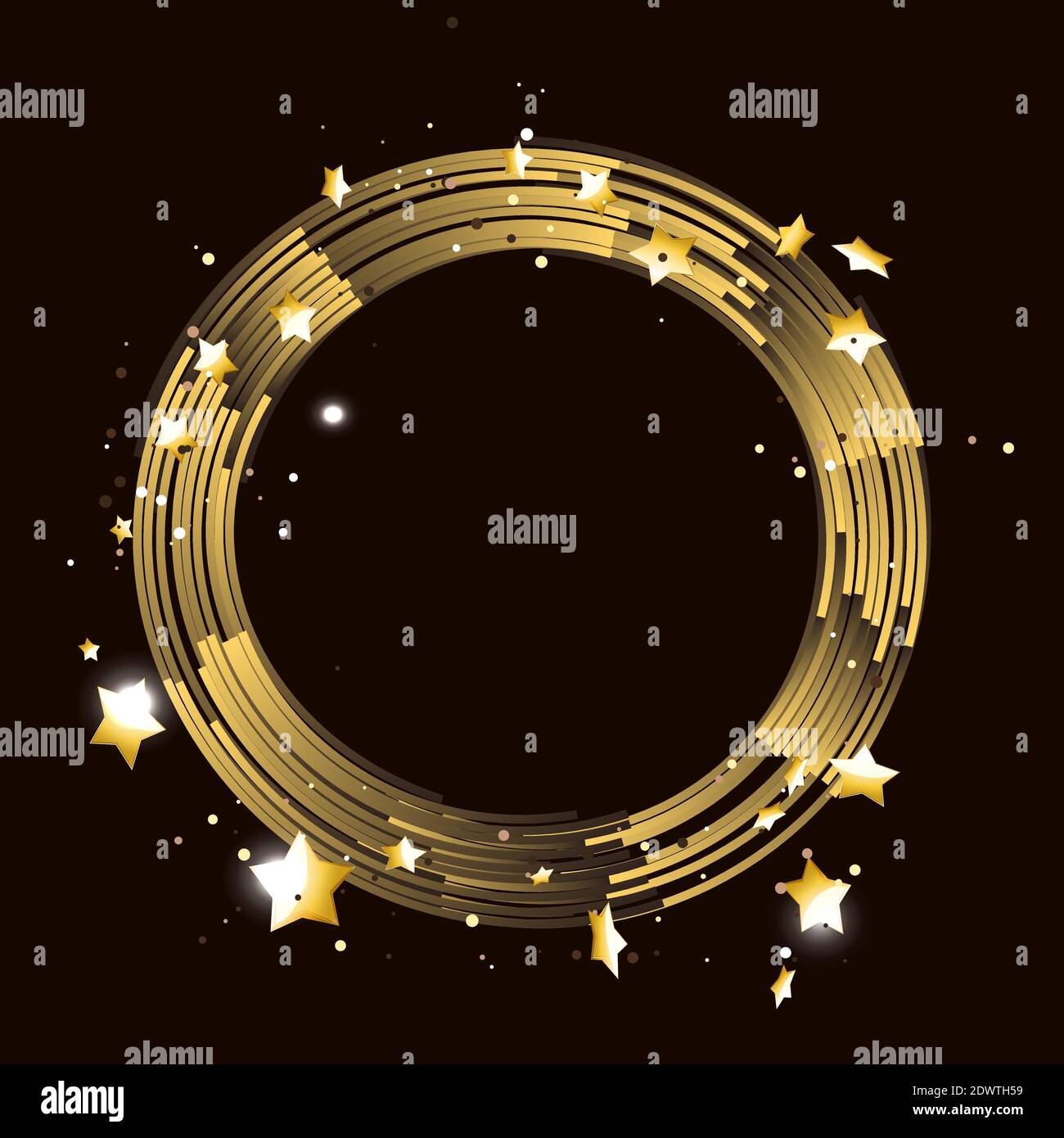 Cornice rotonda con stelle dorate. Vettore. Illustrazione Vettoriale