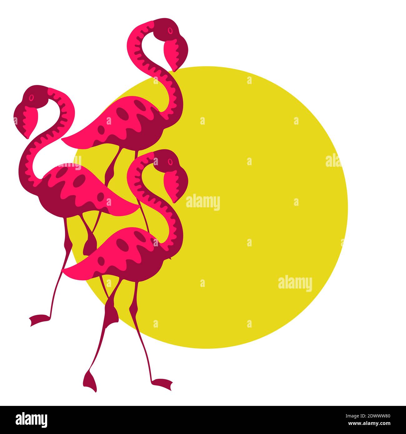Flamingo e sole con spazio di copia, eps10 illustrazione vettoriale isolato su bianco, salvare animali selvatici concetto. Illustrazione Vettoriale