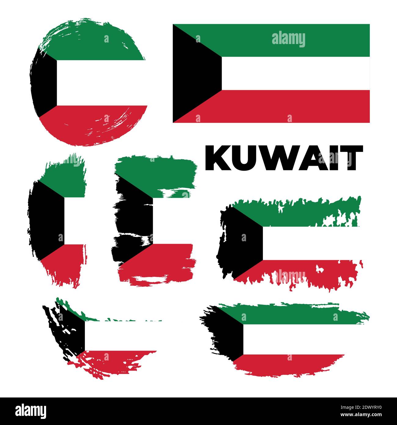 Colpo di pennello grunge con bandiera nazionale KUWAIT. Illustrazione Vettoriale