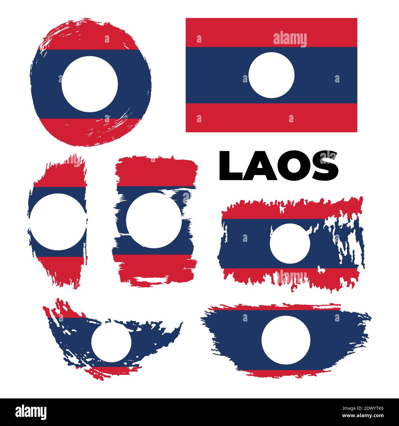 Bandiera del Laos con effetto pennello. Progettazione di modelli di flag Laos. Illustrazione Vettoriale