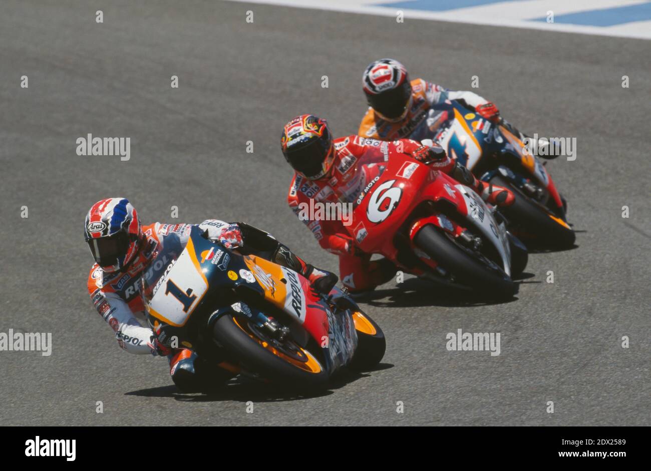 Spagna Moto GP 1998, Jerez, Doohan, Biaggi, Criville Foto Stock