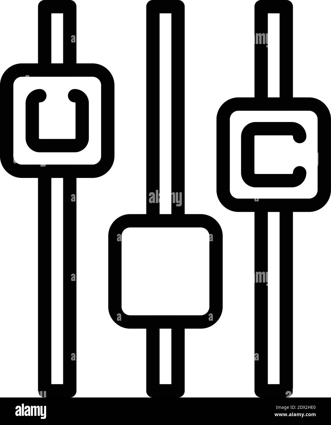 Icona del pulsante di comando dell'equalizzatore. Icona vettoriale del pulsante di controllo dell'equalizzatore di contorni per la progettazione Web isolata su sfondo bianco Illustrazione Vettoriale
