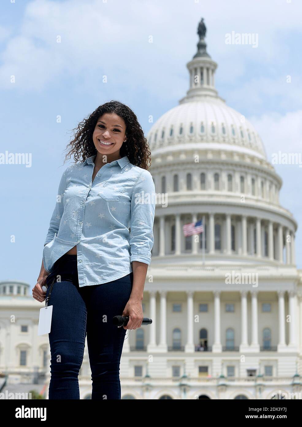 Jordin Sparks, vincitore dell'American Idol, prova il concerto del 4 luglio al Capitol 3 luglio 2014 a Washington, DC, USA. Foto di Olivier Douliery/ABACAPRESS.COM Foto Stock