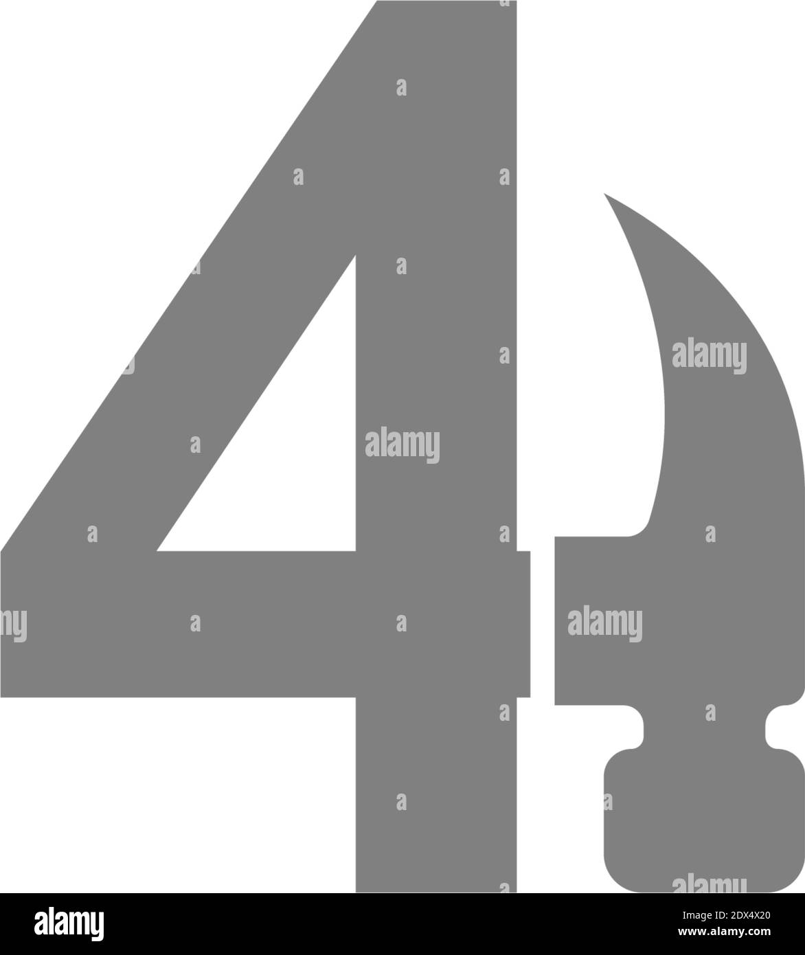 Numero 4 e vettore di disegno del logo della combinazione di martello Immagine e Vettoriale - Alamy