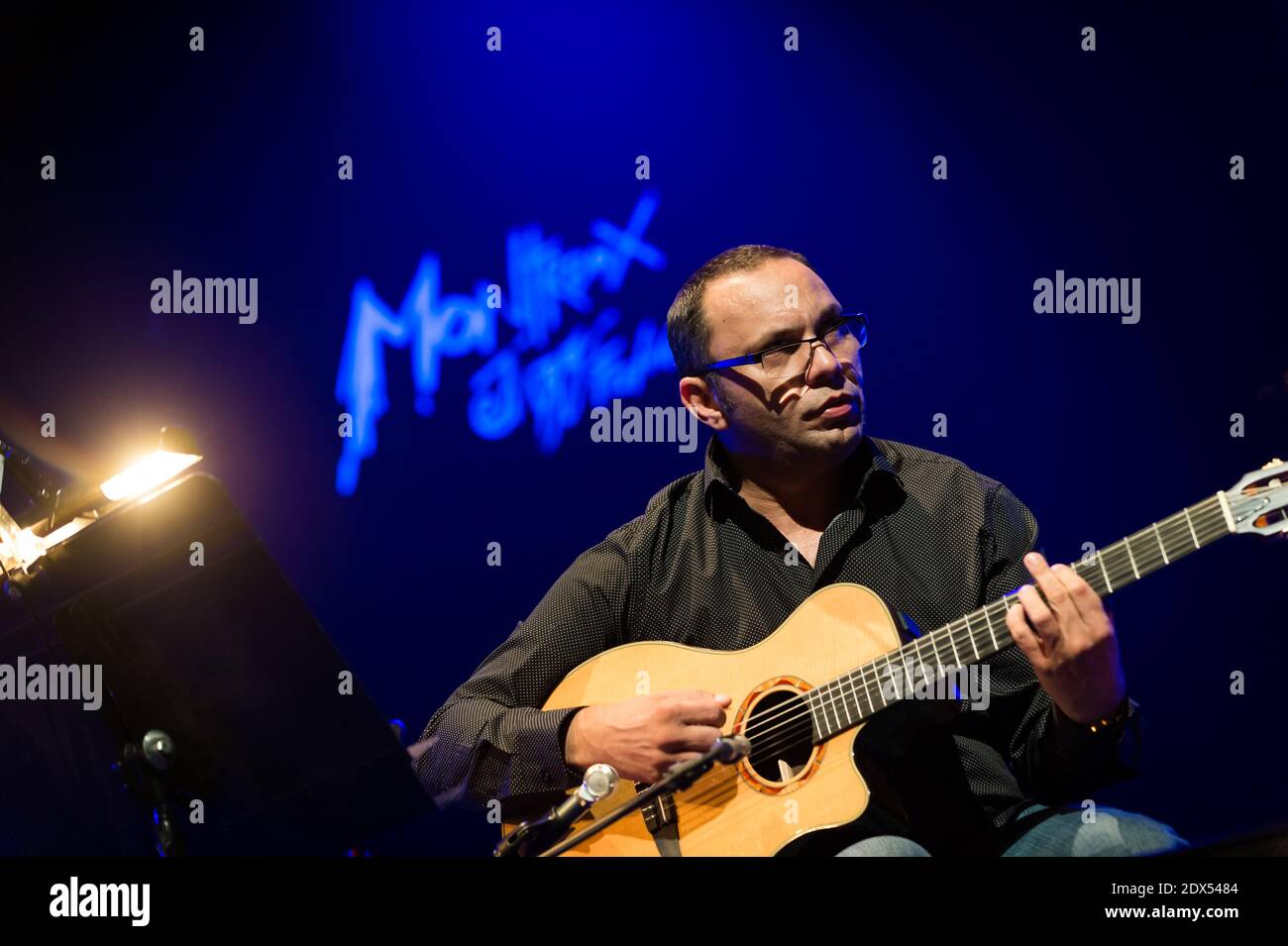 Richard Galliano, Bireli Lagrene e Didier Lockwood si esibisce in concerto al Montreux Jazz Festival, Svizzera, il 18 luglio 2014. Foto di Loona/ABACAPRESS.COM Foto Stock