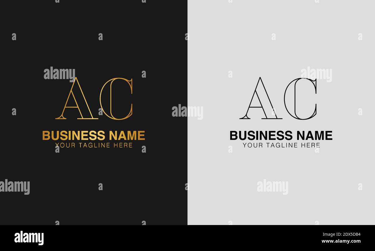 AC A C abstract abstract moderno logo creativo minimo, immagine vettoriale modello. Logo logotipo di lusso, logo iniziale. Illustrazione Vettoriale