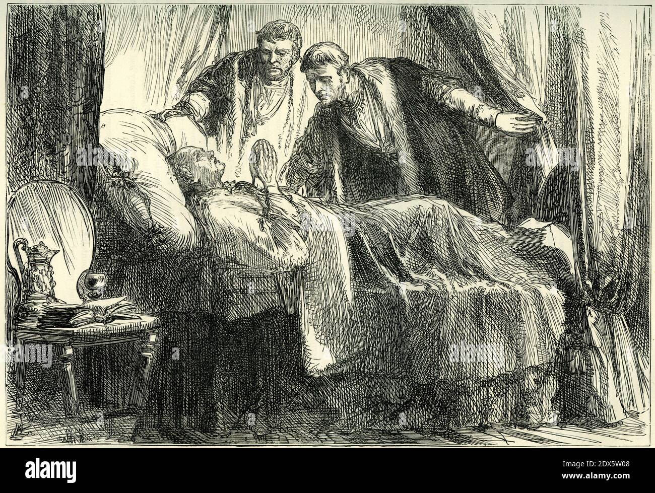 Incisione di Martin Lutero sul suo letto di morte. Illustrazione da 'la storia del Protestantismo' di James Aitken Wylie (1808-1890), pub. 1878 Foto Stock
