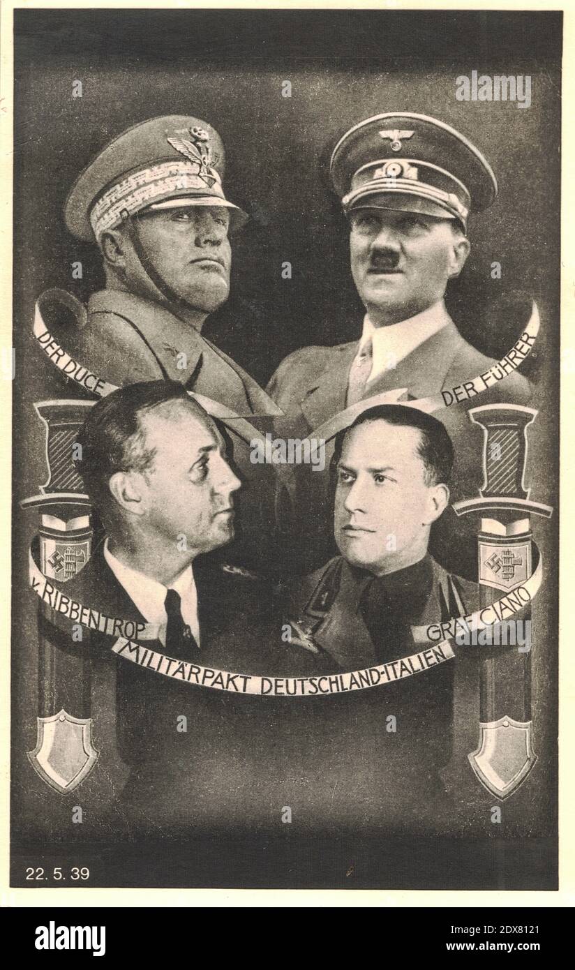 GERMANIA - 1939: Il Patto d'acciaio, noto formalmente come Patto d'amicizia  e di Alleanza tra Germania e Italia, è stato un'alleanza militare e  politica Foto stock - Alamy