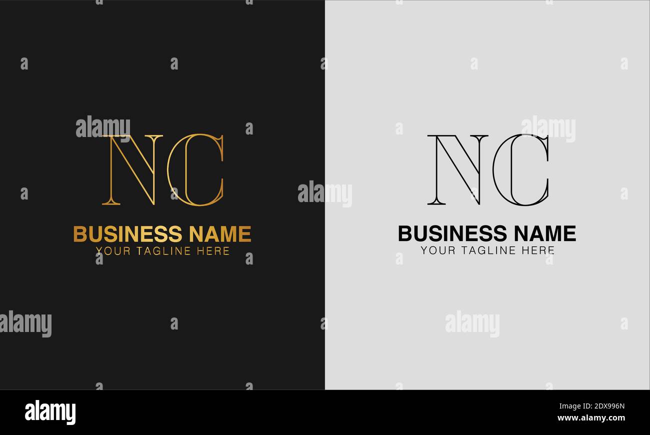 NC N C abstract iniziale moderno logo creativo minimo, immagine vettoriale modello. Logo logotipo di lusso, logo iniziale. Illustrazione Vettoriale