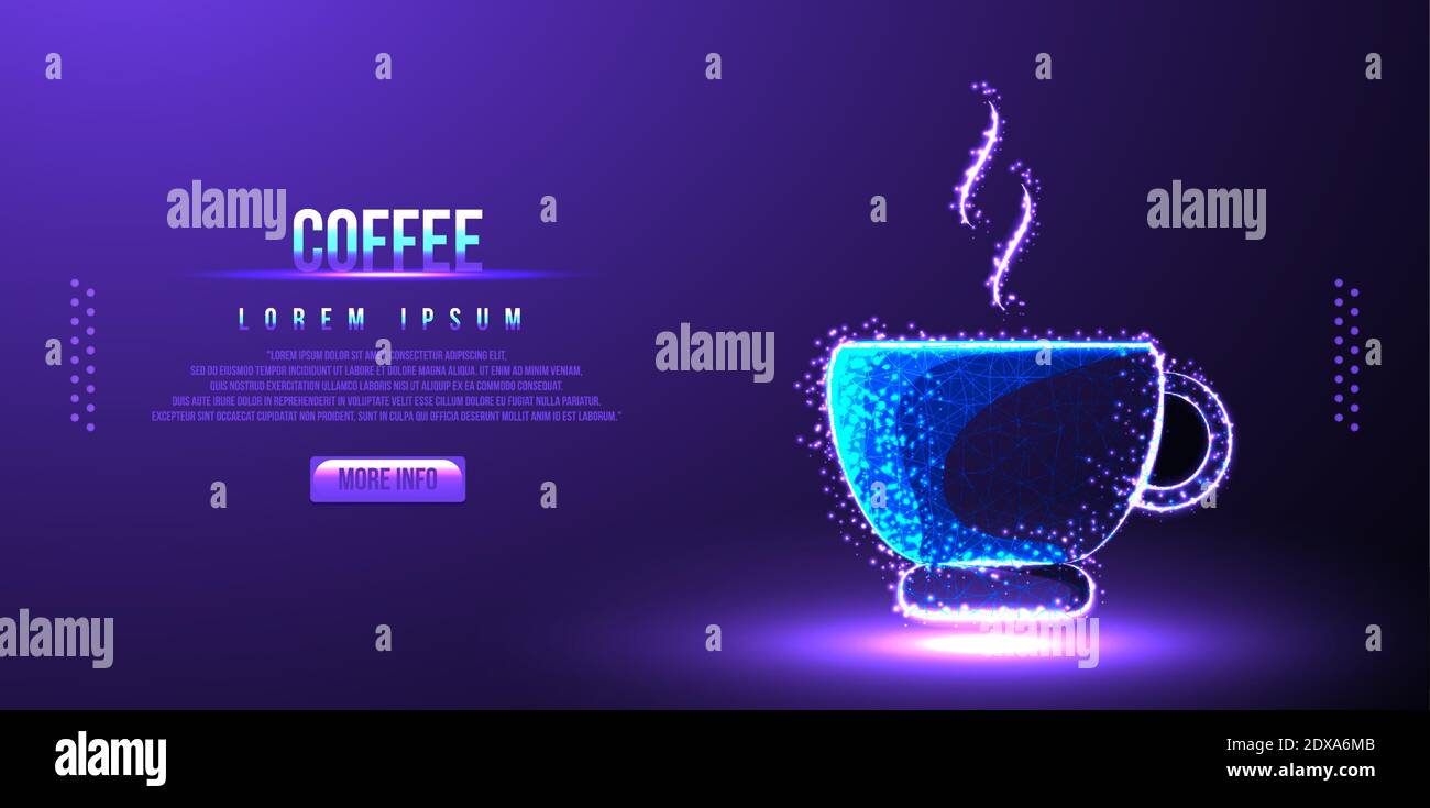 illustrazione vettoriale coffee java low poly wireframe Illustrazione Vettoriale