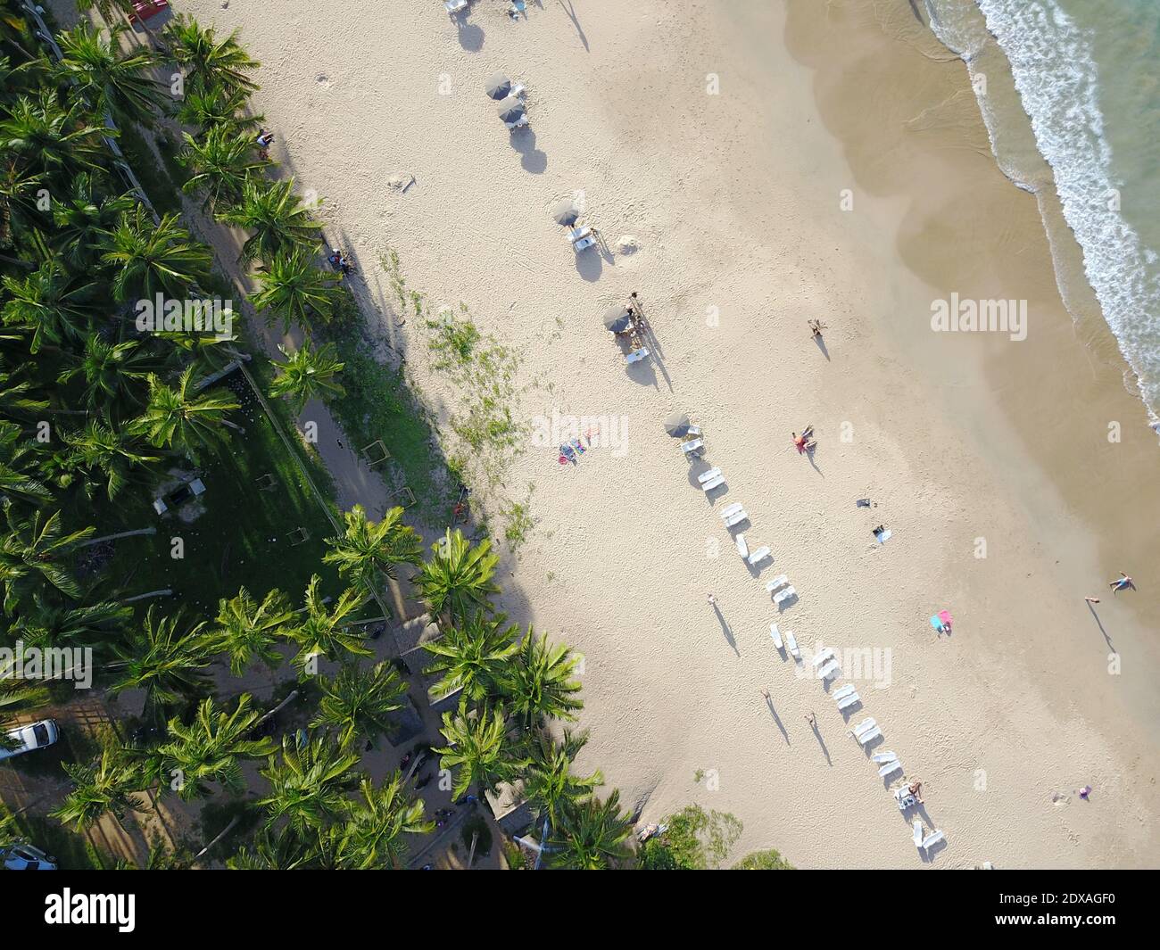 Angolo di Alta Vista della gente sulla spiaggia Foto Stock