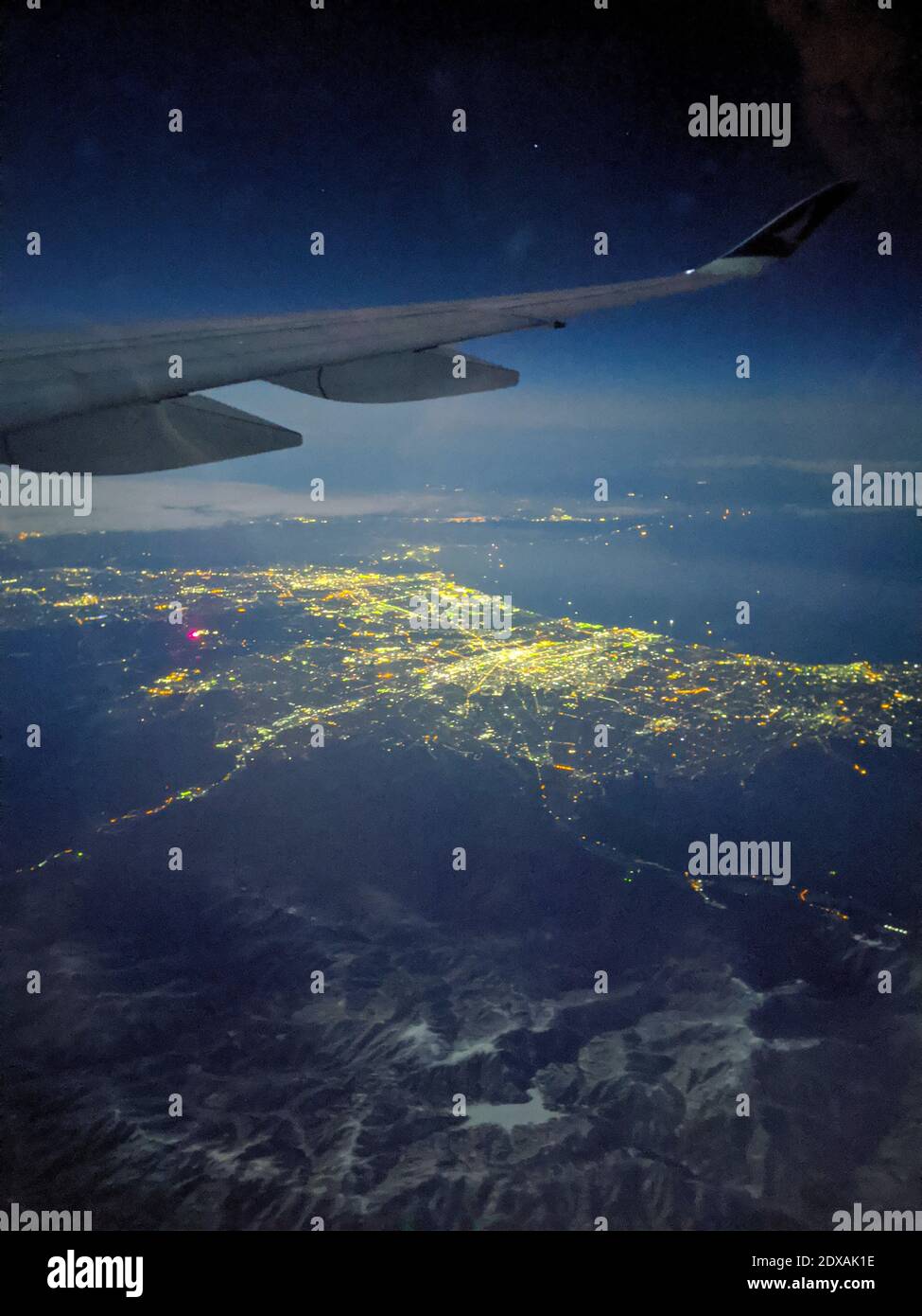 Vista da una finestra di aeroplano Foto Stock