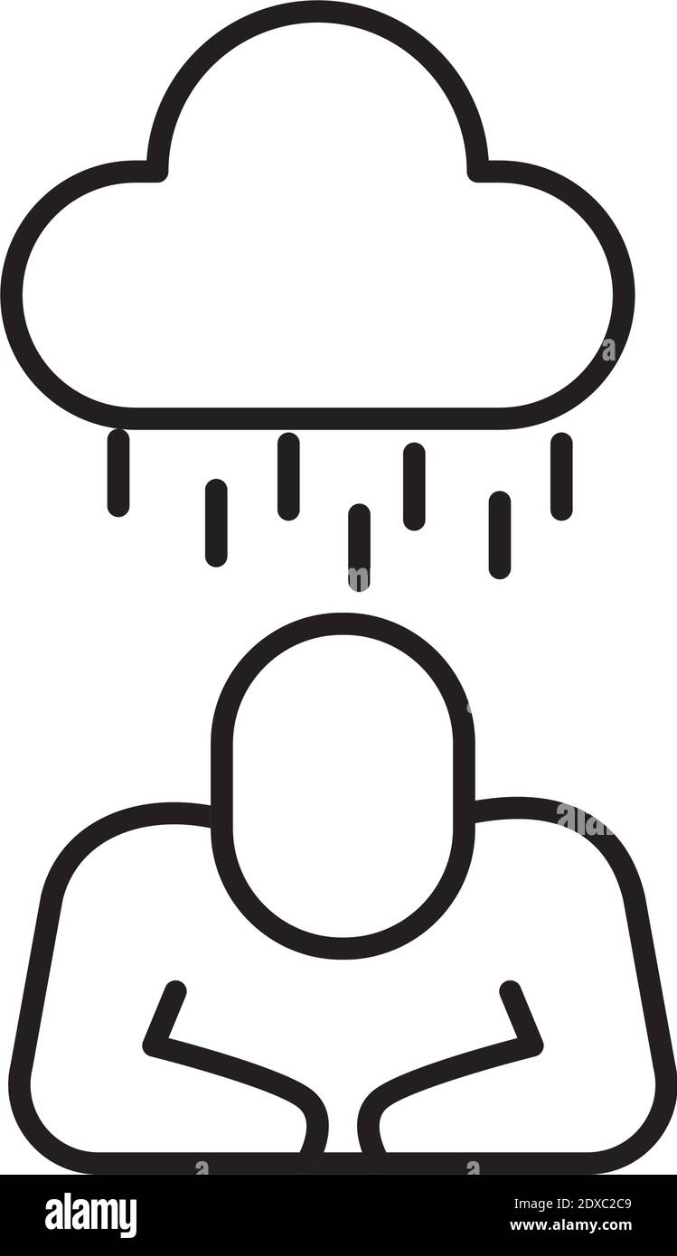 umano con nuvola piovoso psicologo salute linea di stile vettore icona disegno dell'illustrazione Illustrazione Vettoriale