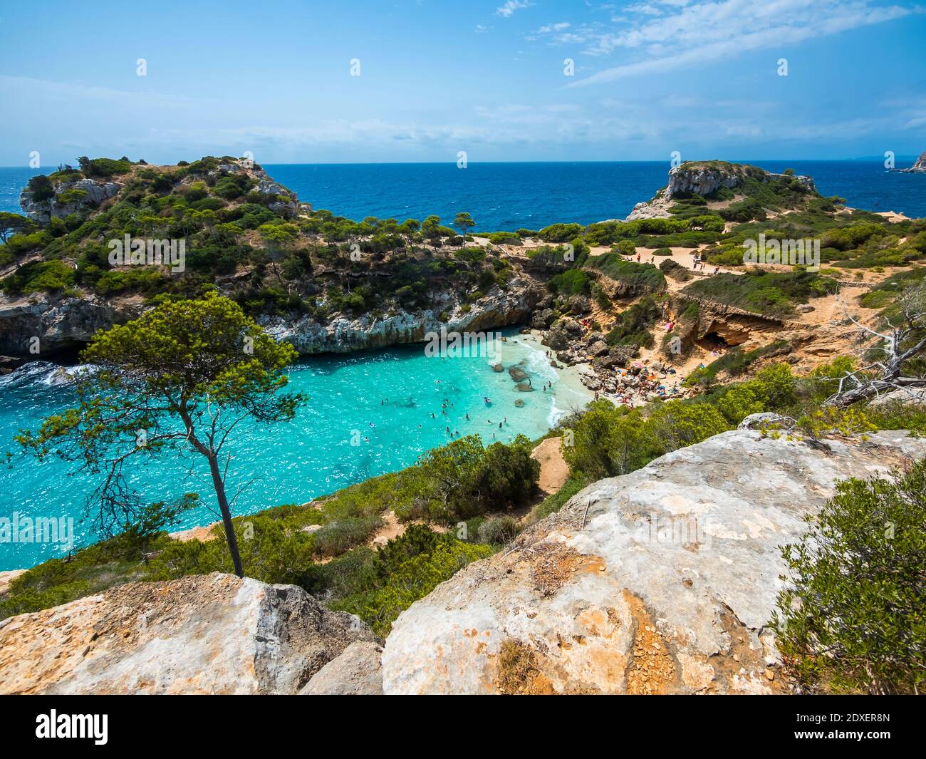 Strand Cala d'es Moro, bei Cala S'Almonia, Santanyi, Mallorca, Baleari, Spagna, Foto Stock
