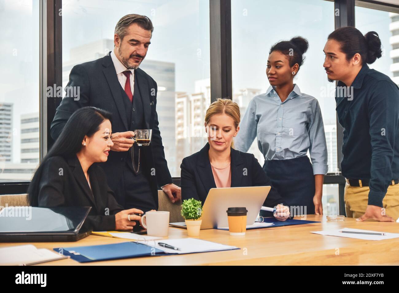 Manager formazione leadership team business operator meeting pianificazione del mercato Foto Stock