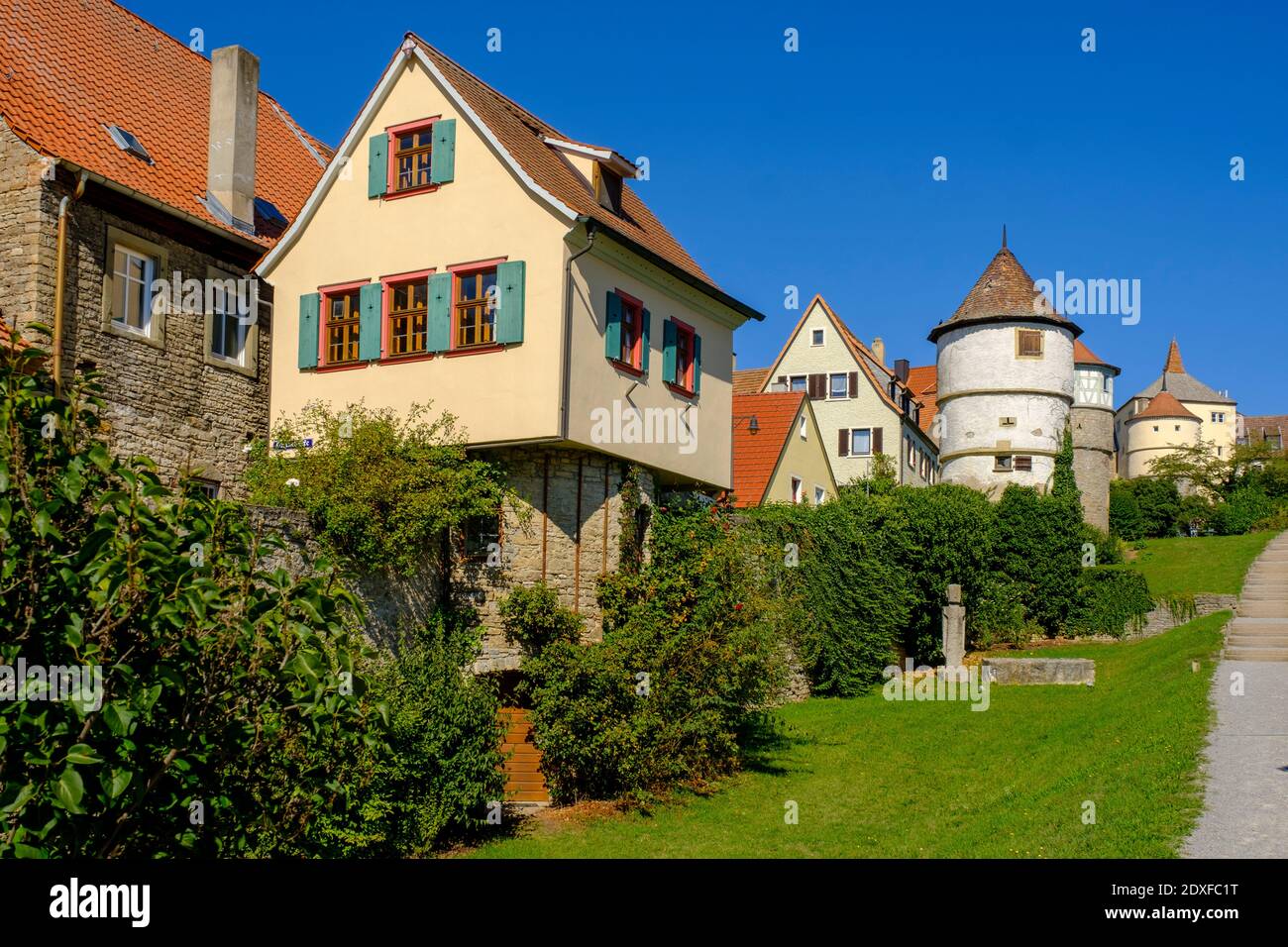 Türme auf der Stadtmauer, Dettelbach, Unterfranken, Bayern, Deutschland, Foto Stock