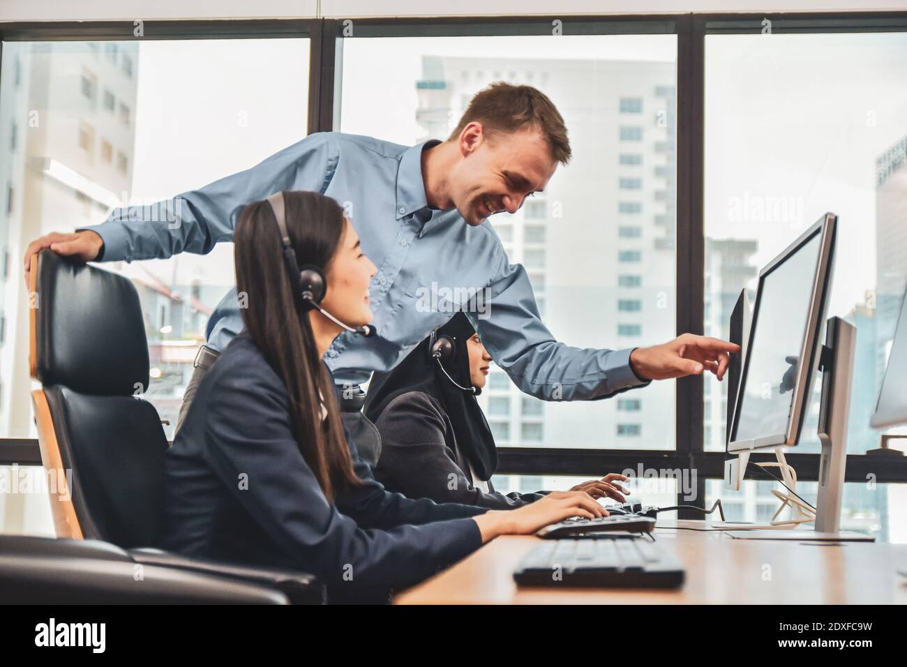 Manager formazione leadership team business operator meeting pianificazione del mercato Foto Stock