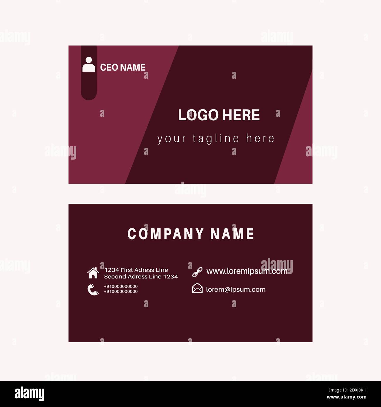 Disegno di modello di biglietto d'affari e di visita. Illustrazione Vettoriale