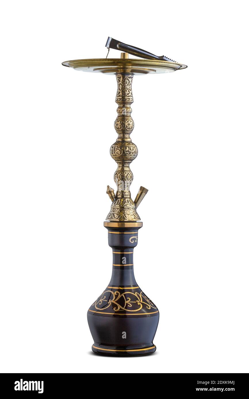 Tubo dell'acqua inciso a mano isolato o hookah. Foto Stock