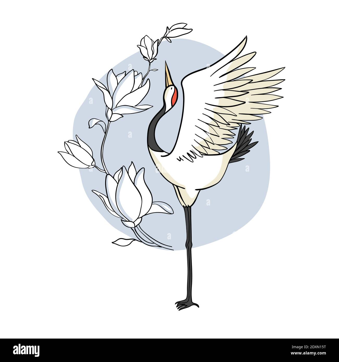 Gru, illustrazione, uccello in volo Design Element Vector Illustrazione Vettoriale