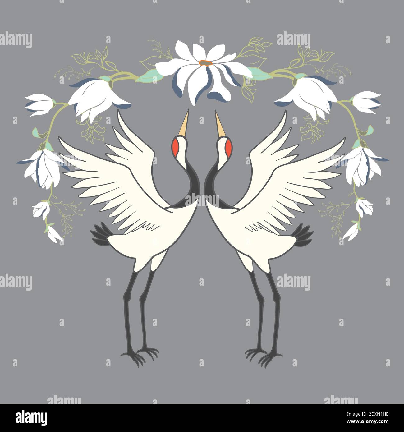 Gru, illustrazione, uccello in volo Design Element Vector Illustrazione Vettoriale