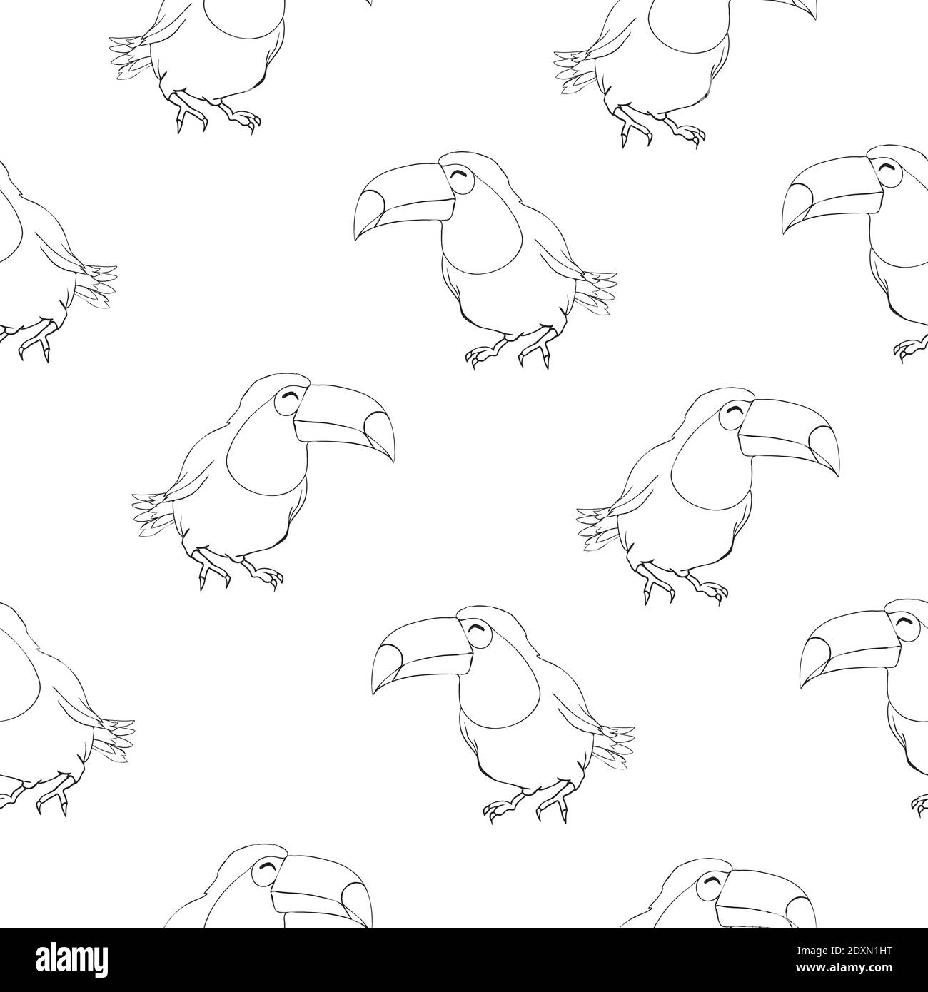 Motivo tropicale senza giunture con toucans, foglie esotiche Illustrazione Vettoriale