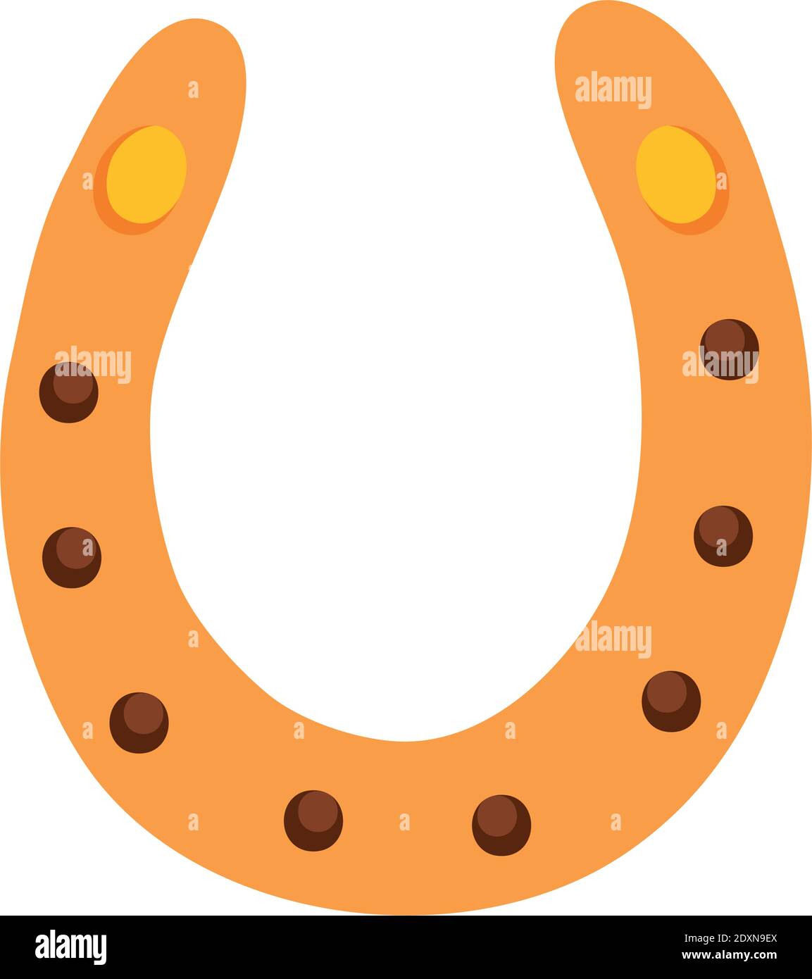 icona a ferro di cavallo dorata su sfondo bianco, design colorato, illustrazione vettoriale Illustrazione Vettoriale