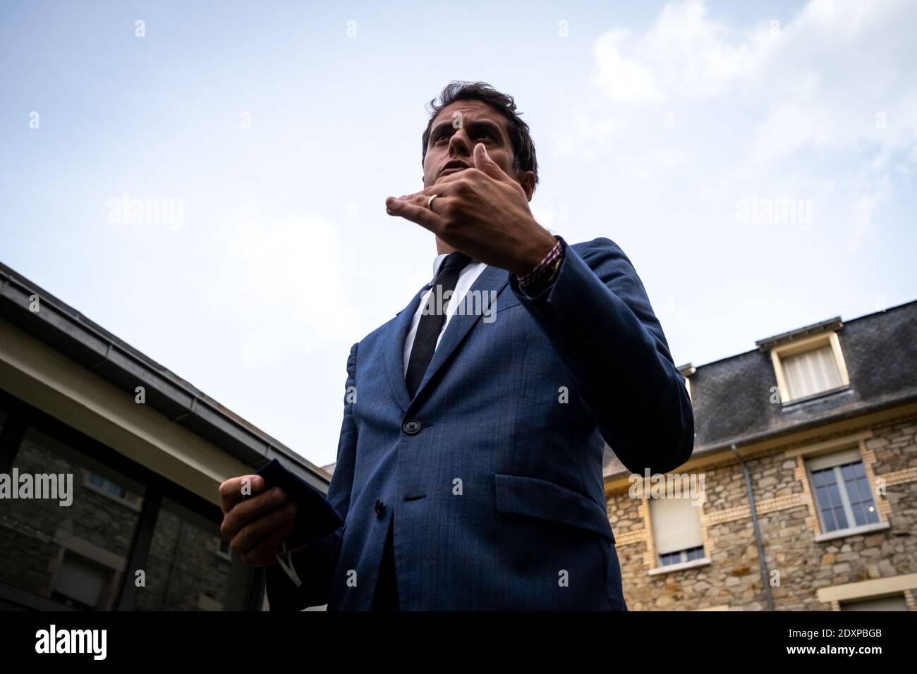 Gabriel Attal, Segretario di Stato al primo Ministro, portavoce del Governo, si reca a Rennes giovedì 1 ottobre per promuovere la riduzione Foto Stock