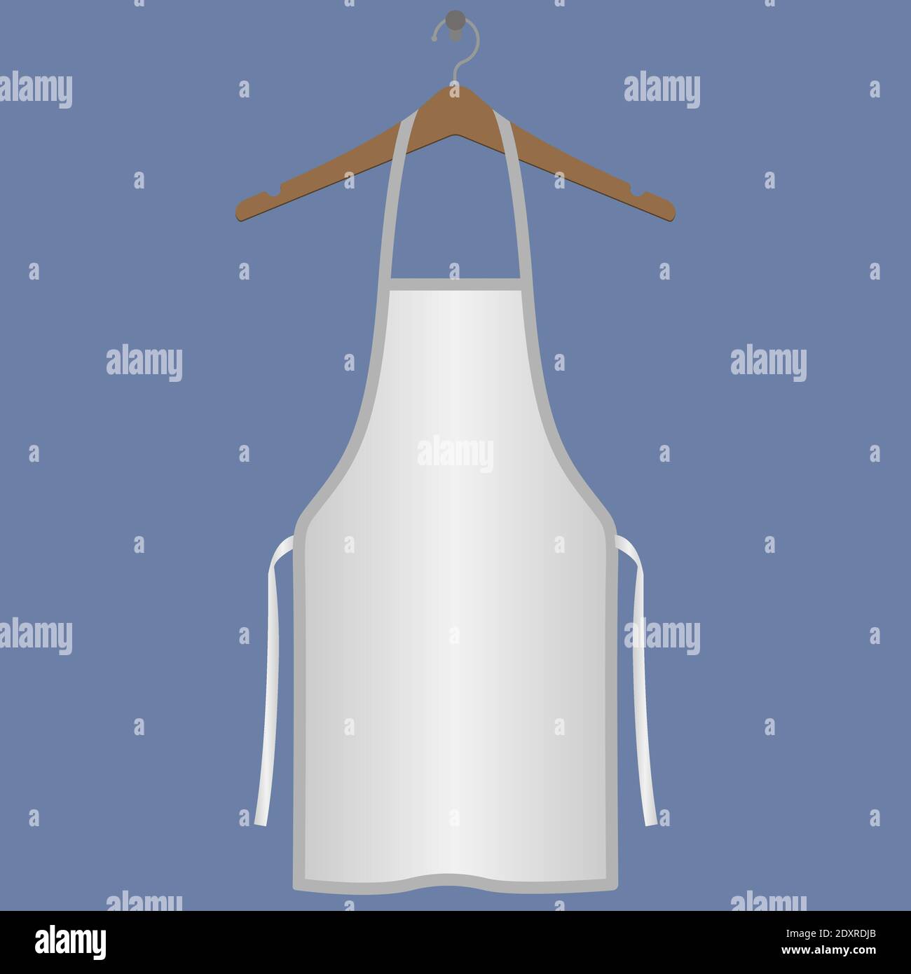 Grembiule bianco su appendiabiti in legno, vettore concettuale Illustrazione Vettoriale