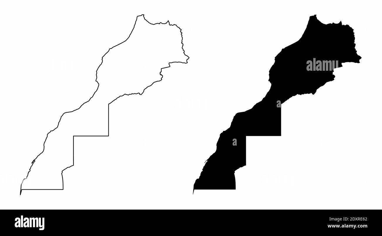 Mappe di silhouette del Marocco Illustrazione Vettoriale