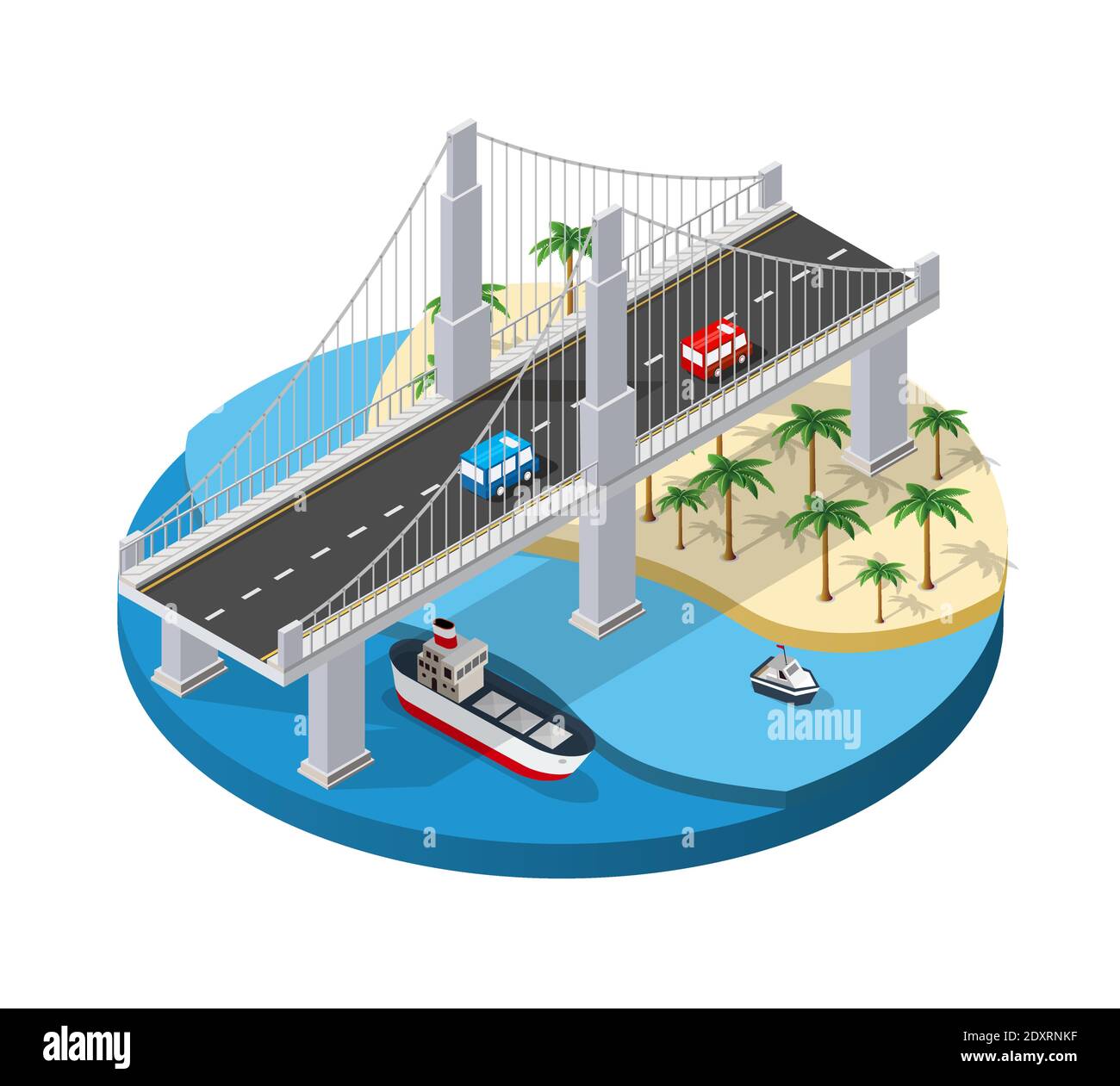 Il ponte delle infrastrutture urbane è isometrico Illustrazione Vettoriale