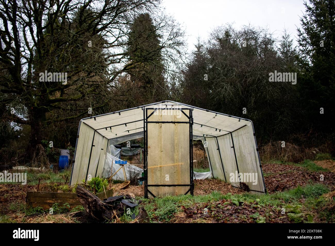 FRA - OASIS KERLANIC un hiver au coeur d'une communauté en Centre Bretagne qui vie en autoportisance alimentaire et énergétique. Foto Stock