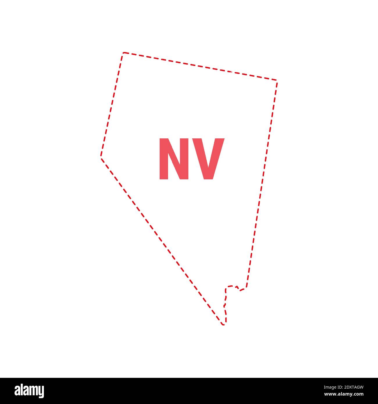 Nevada Stati Uniti mappa contorno confine punteggiato. Illustrazione vettoriale. Abbreviazione di stato di due lettere. Illustrazione Vettoriale