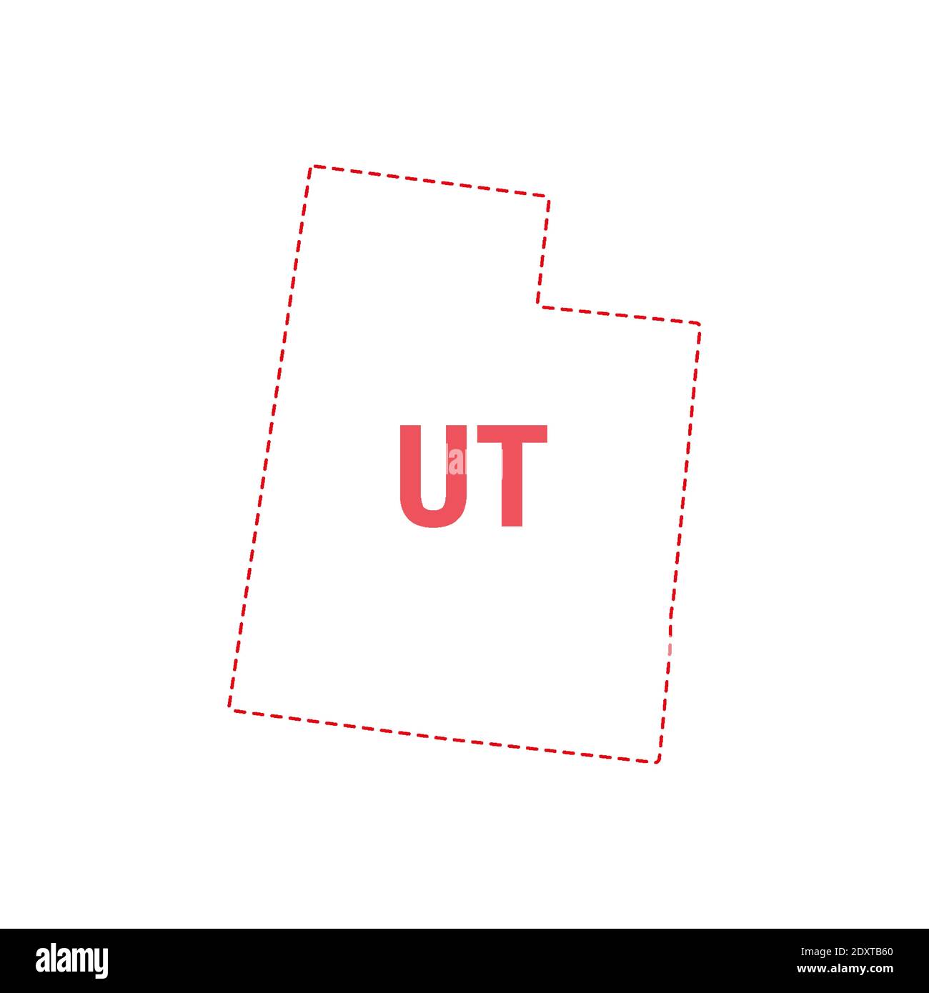 Utah Stati Uniti mappa contorno confine punteggiato. Illustrazione vettoriale. Abbreviazione di stato di due lettere. Illustrazione Vettoriale