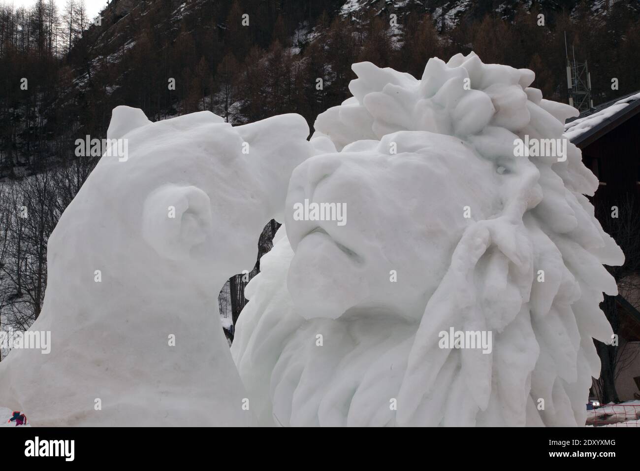 Sculptures sur glace à Valloire 2020, Savoia Francia Foto Stock