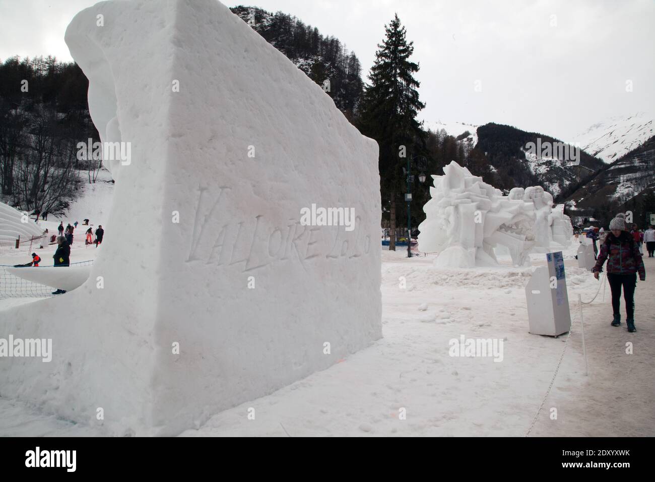 Sculptures sur glace à Valloire 2020, Savoia Francia Foto Stock