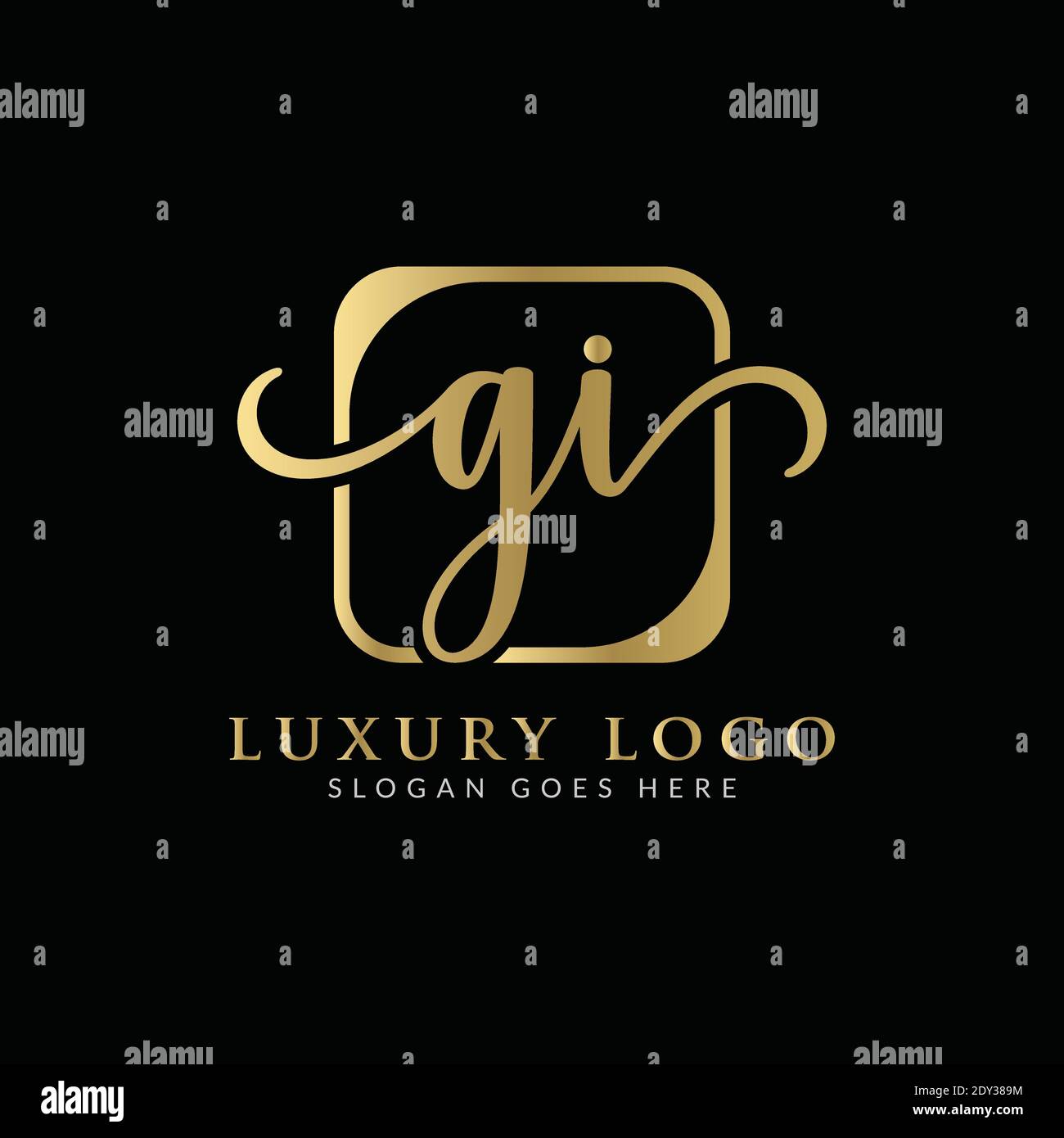 Initial GI Letter Logo Creative Modern Typography Vector Template. Design creativo e di lusso con logo Letter GI Illustrazione Vettoriale