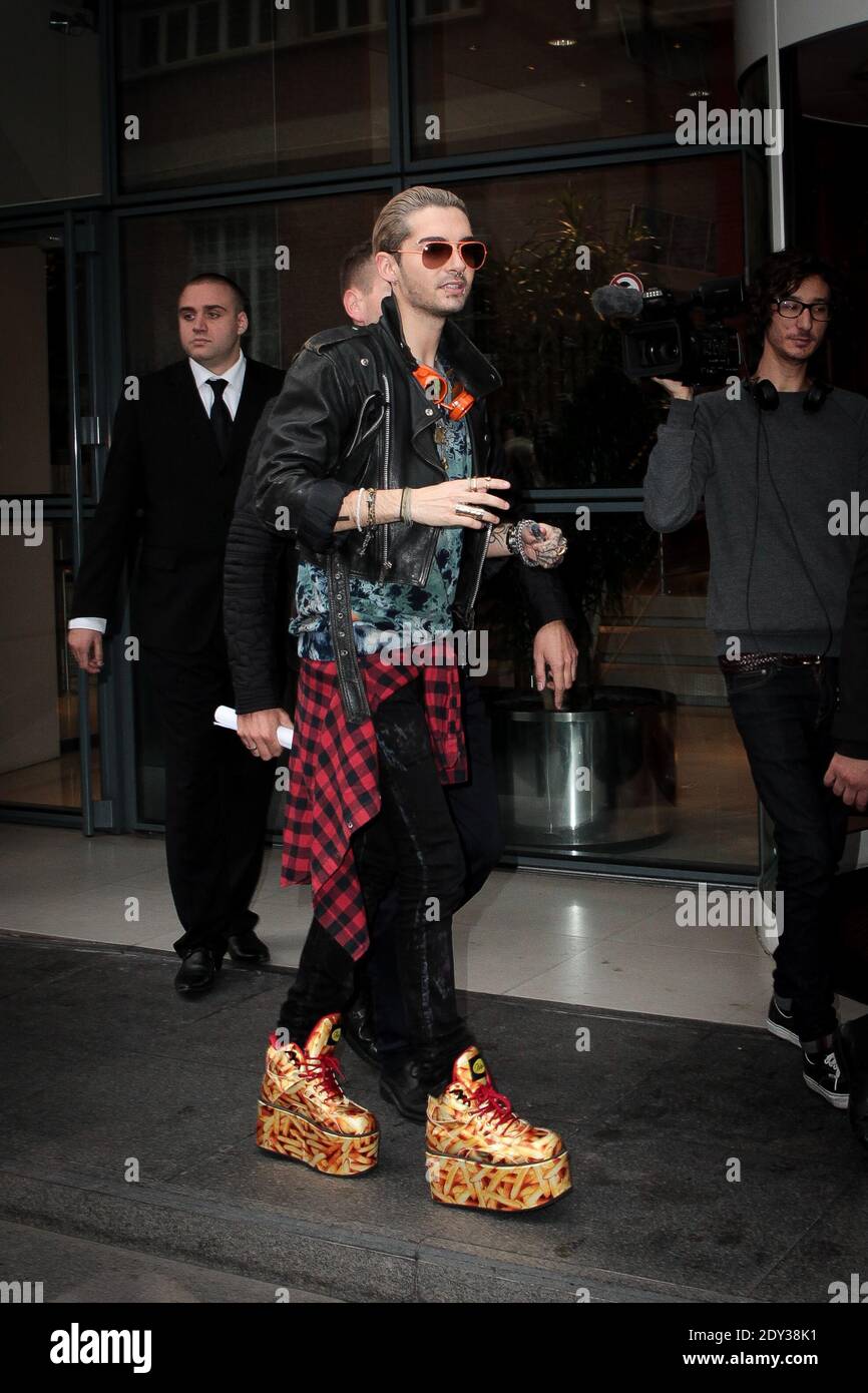 Bill Kaulitz della band tedesca Tokio Hotel lasciando la stazione radio NRJ a Parigi, Francia, il 08 ottobre 2014. Foto di Audrey Poree/ABACAPRESS.COM Foto Stock