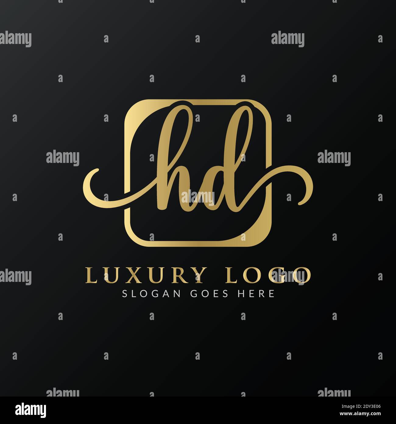 Modello vettoriale per la progettazione di logo HD. Illustrazione vettoriale iniziale di lusso Letter HD Illustrazione Vettoriale