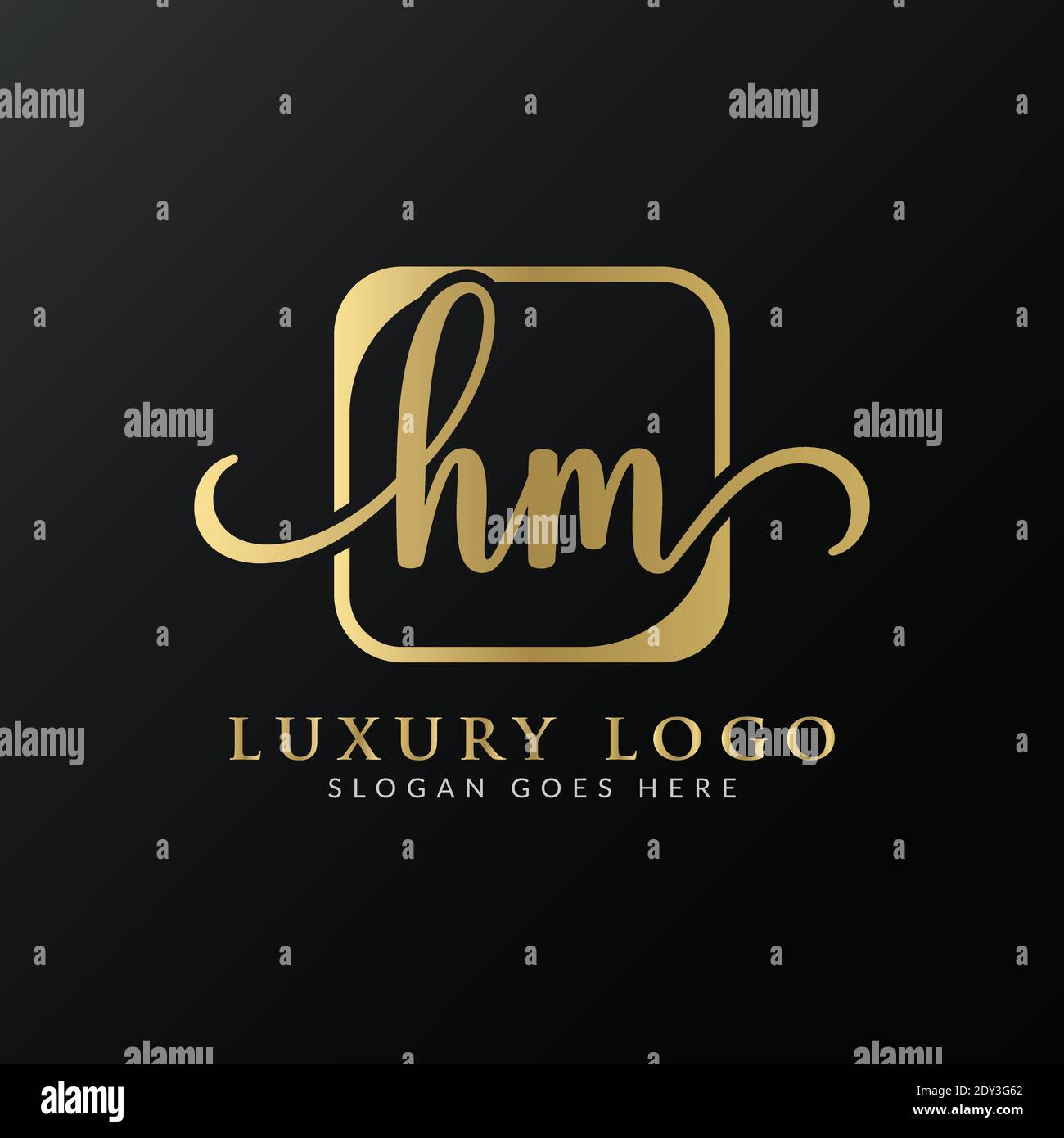 Modello vettoriale per la progettazione del logo HM. Illustrazione iniziale della lettera di lusso HM Vector Illustrazione Vettoriale