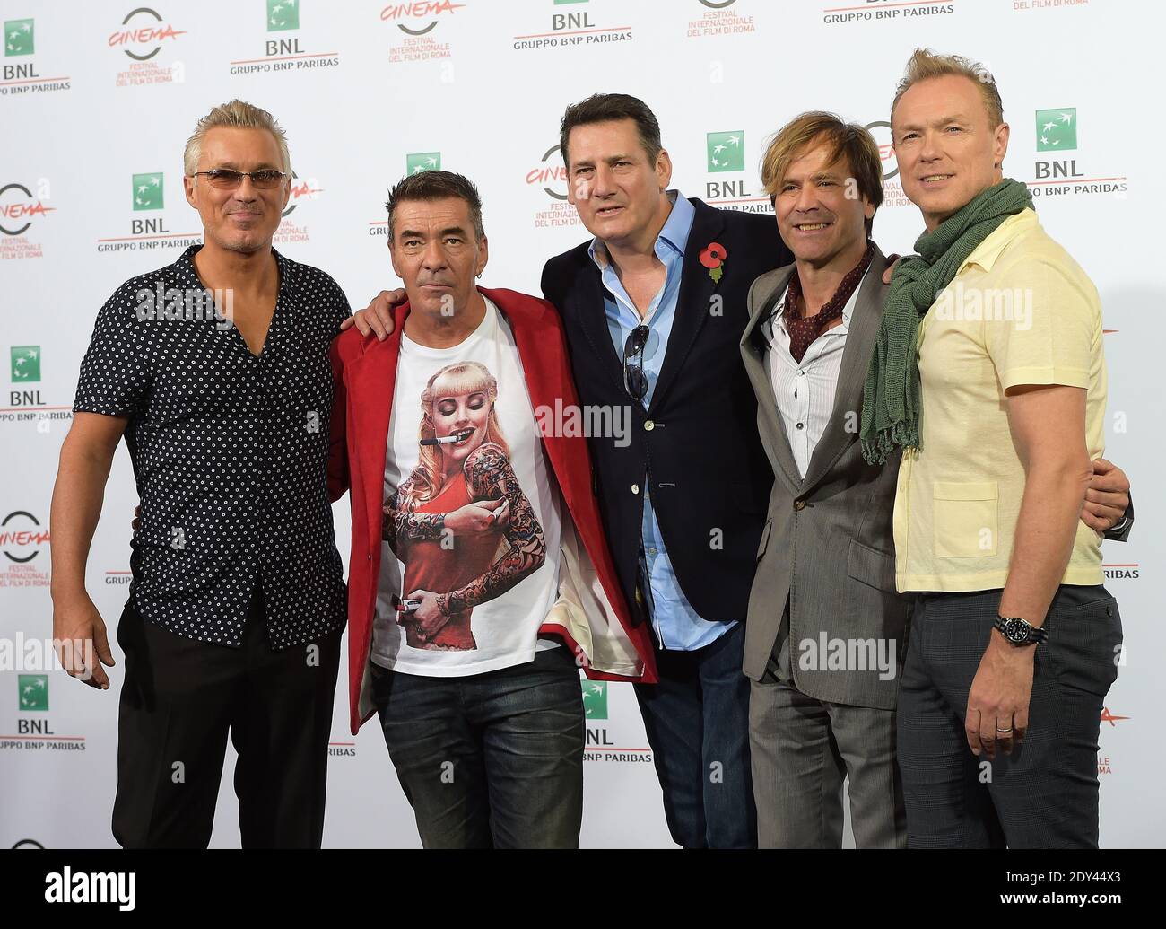 I membri del gruppo 'Spandau Ballet' Martin Kemp, John Keeble, Tony Hadley, Steve Norman e Gary Kemp partecipano alla Photocall 'Coul Boys of the Western World / Spandau Ballet' durante il 9° Festival del Cinema di Roma il 20 ottobre 2014 a Roma, Italia. Foto di Eric Vandeville/ABACAPRESS.COM Foto Stock