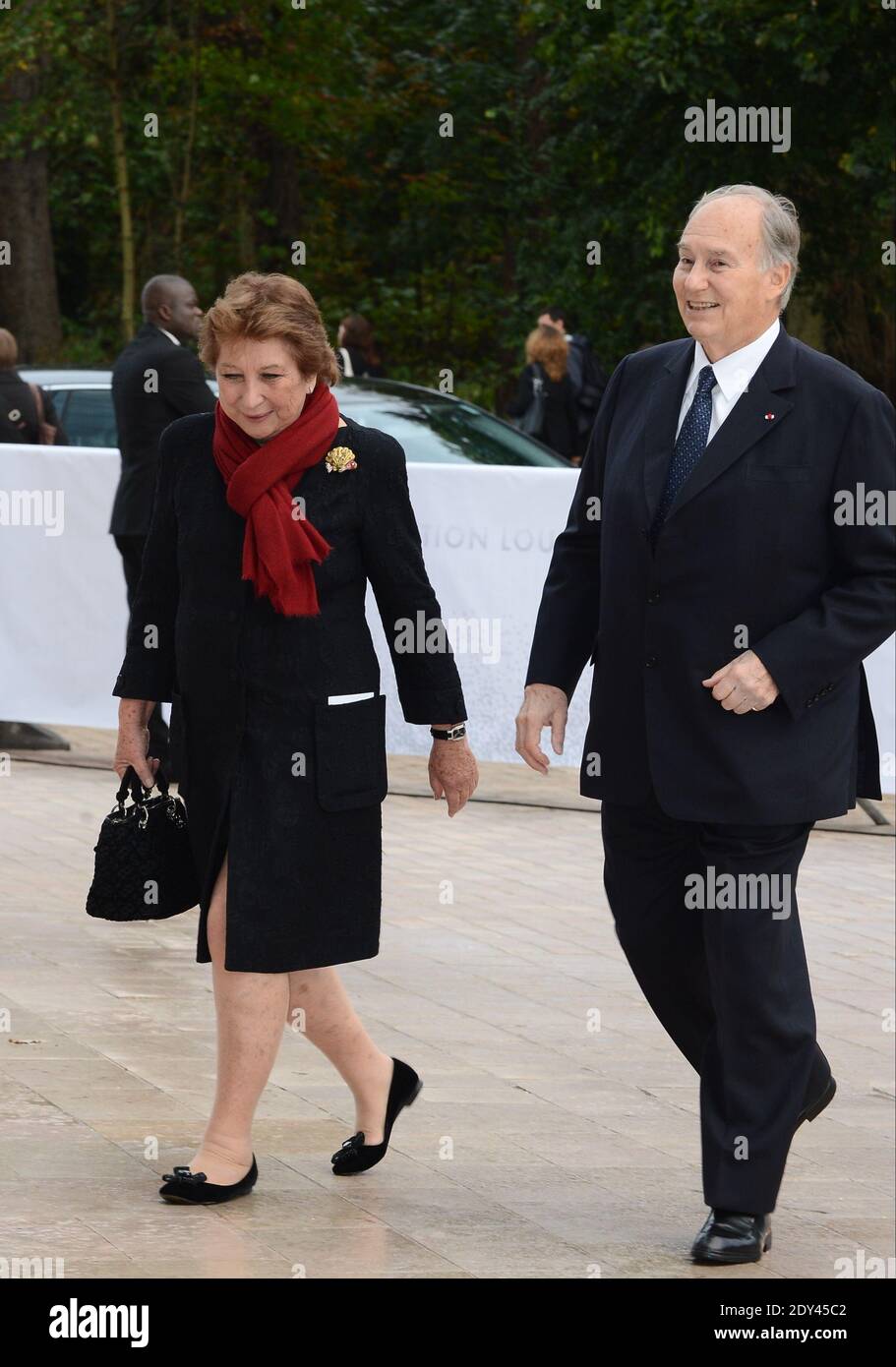 Il principe Shah Karim al Hussaini Aga Khan arriva all'inaugurazione del museo d'arte Louis Vuitton, una settimana prima della sua apertura ufficiale al pubblico, il 20 ottobre 2014 a Parigi, Francia. Foto di ABACAPRESS.COM Foto Stock